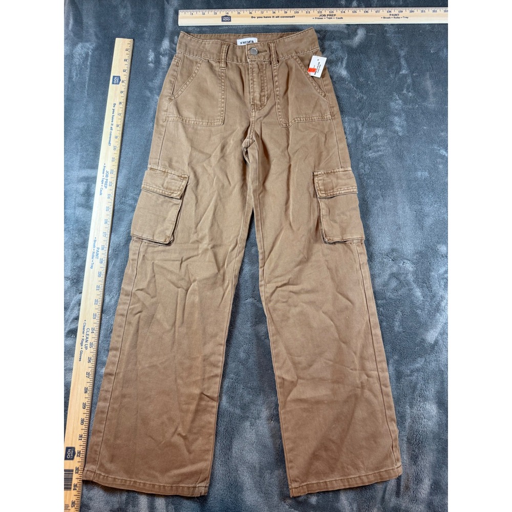 RSQ Kids Camel Cargo Pants Twill Size 7 Wide‎ Leg Cotton